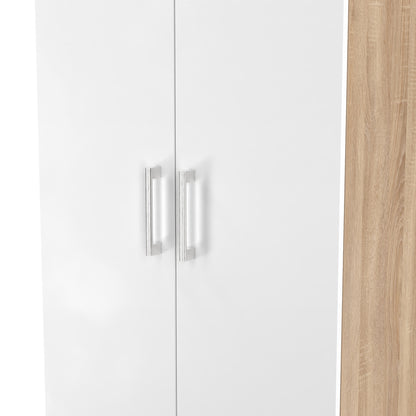 Devon Tall Wardrobe White & Oak 2 Doors 182cm