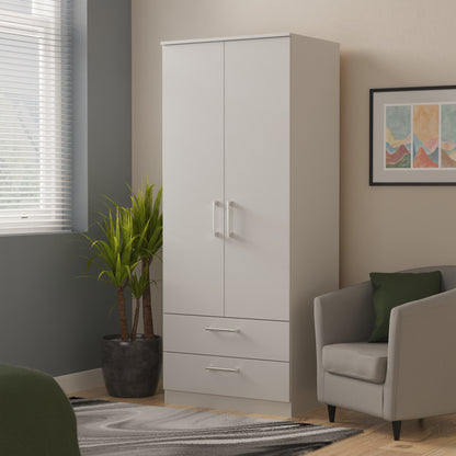 Devon Tall Wardrobe Grey 2 Doors 2 Drawers 182cm