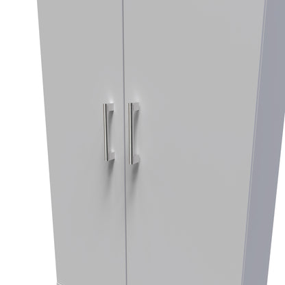Devon Tall Wardrobe Grey 2 Doors 2 Drawers 182cm