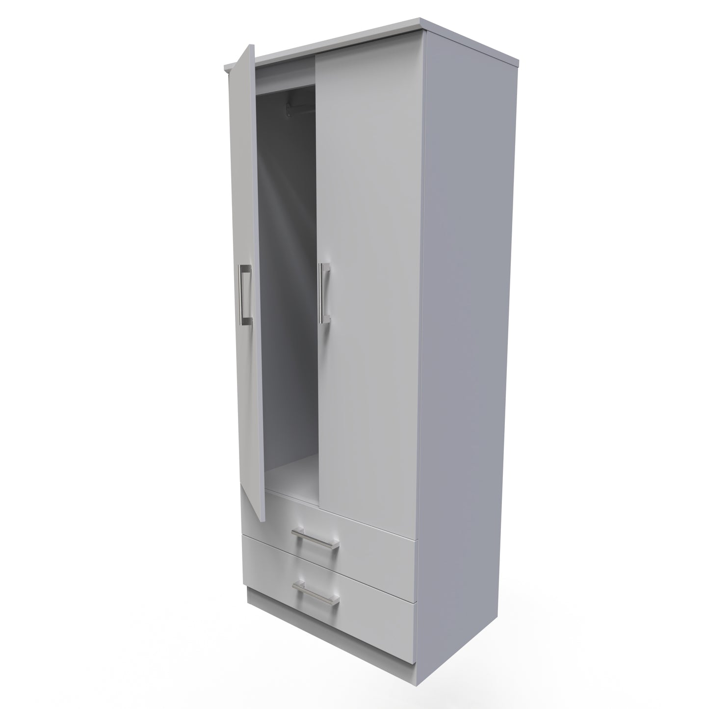 Devon Tall Wardrobe Grey 2 Doors 2 Drawers 182cm