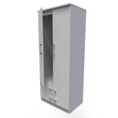 Devon Tall Wardrobe Grey 2 Doors 2 Drawers 182cm