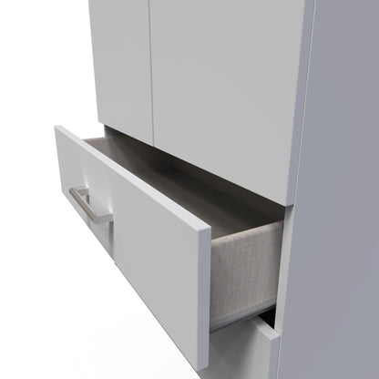 Devon Tall Wardrobe Grey 2 Doors 2 Drawers 182cm