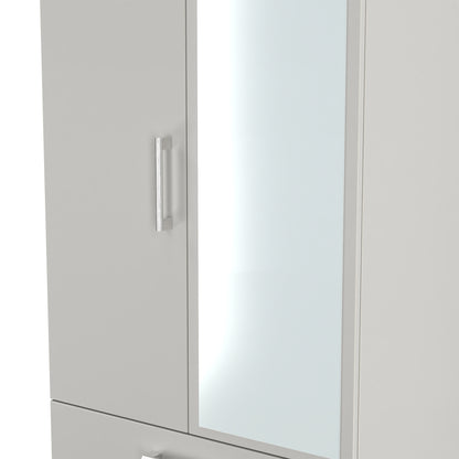 Devon Tall Mirror Wardrobe Grey 2 Doors 2 Drawers 182cm