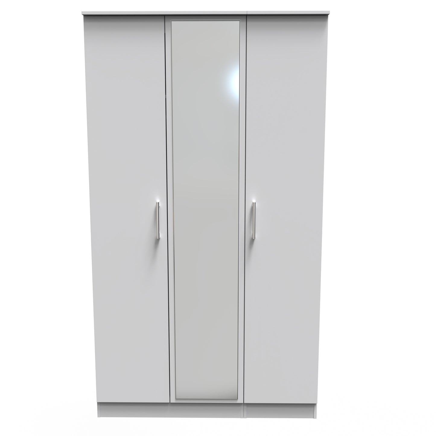 Devon Tall Mirror Wardrobe Grey 2 Shelves 182cm