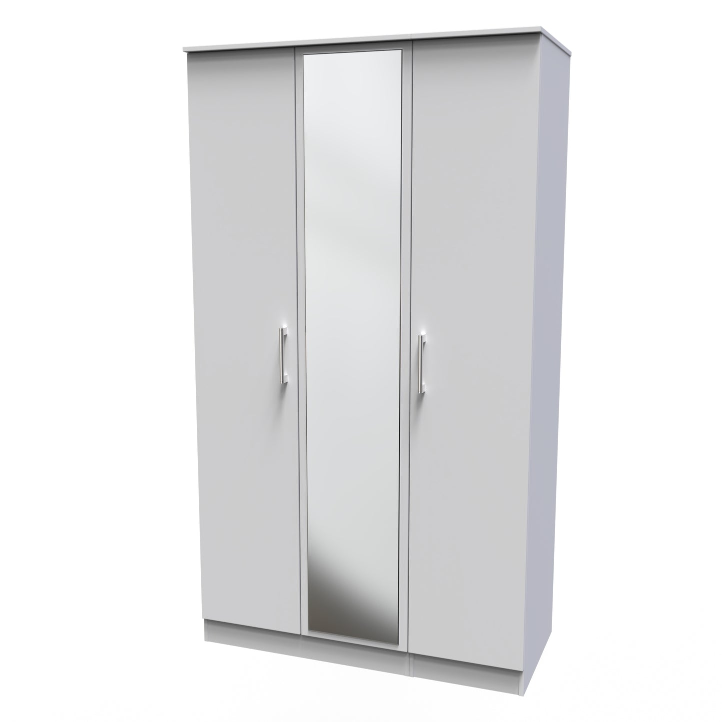 Devon Tall Mirror Wardrobe Grey 2 Shelves 182cm