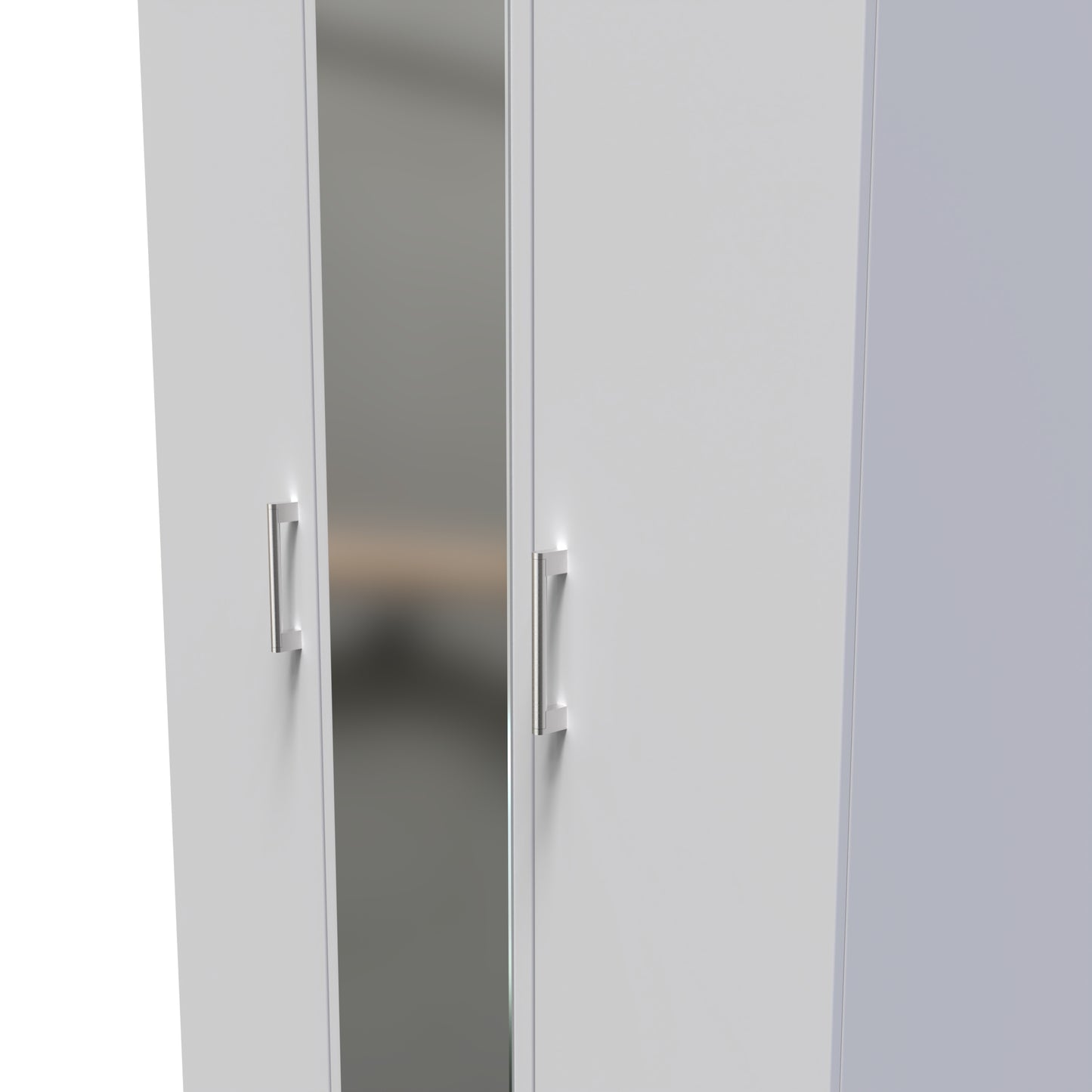 Devon Tall Mirror Wardrobe Grey 2 Shelves 182cm