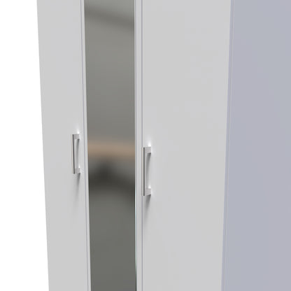 Devon Tall Mirror Wardrobe Grey 2 Shelves 182cm