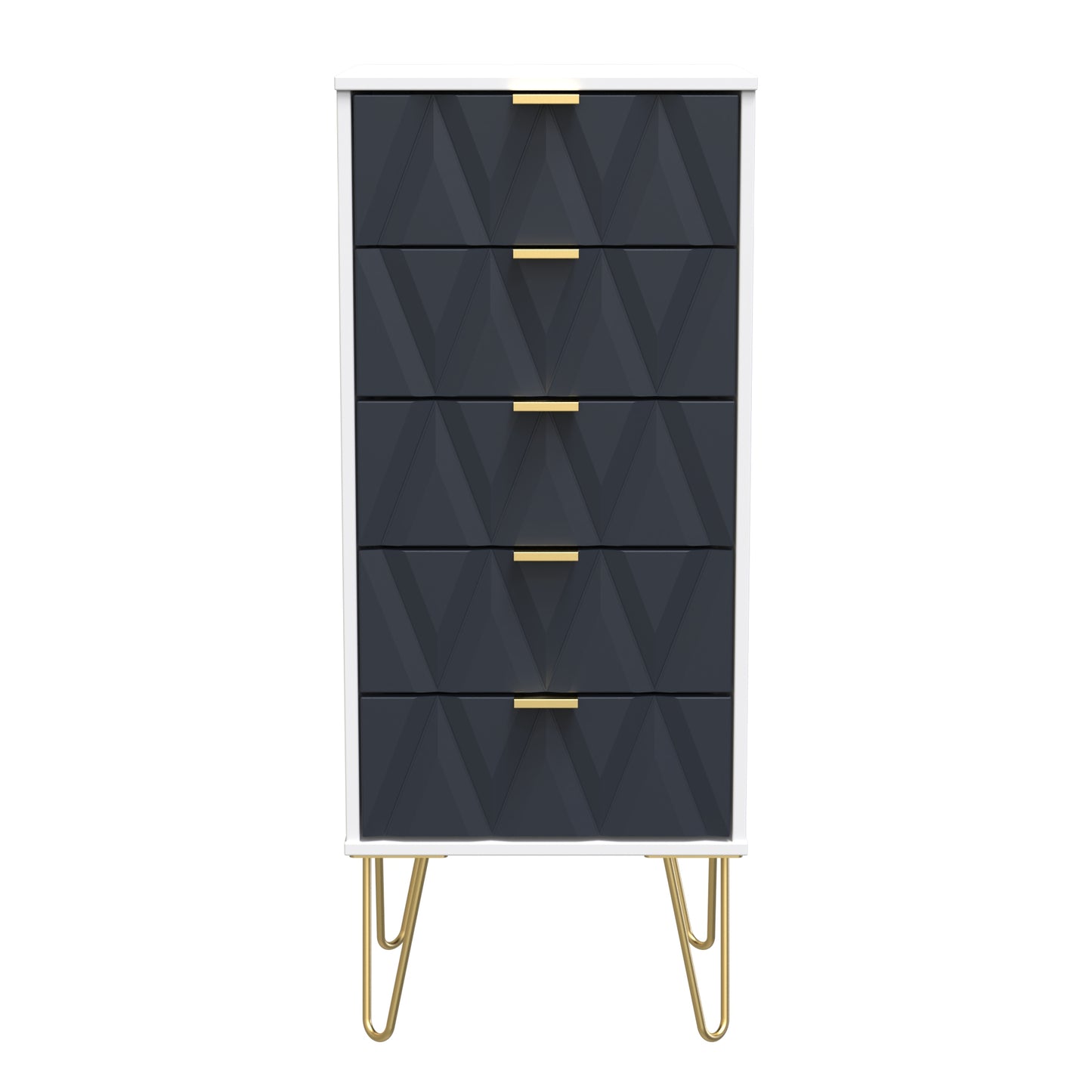 Diamond Tall Tallboy Grey & White 5 Drawers 109cm