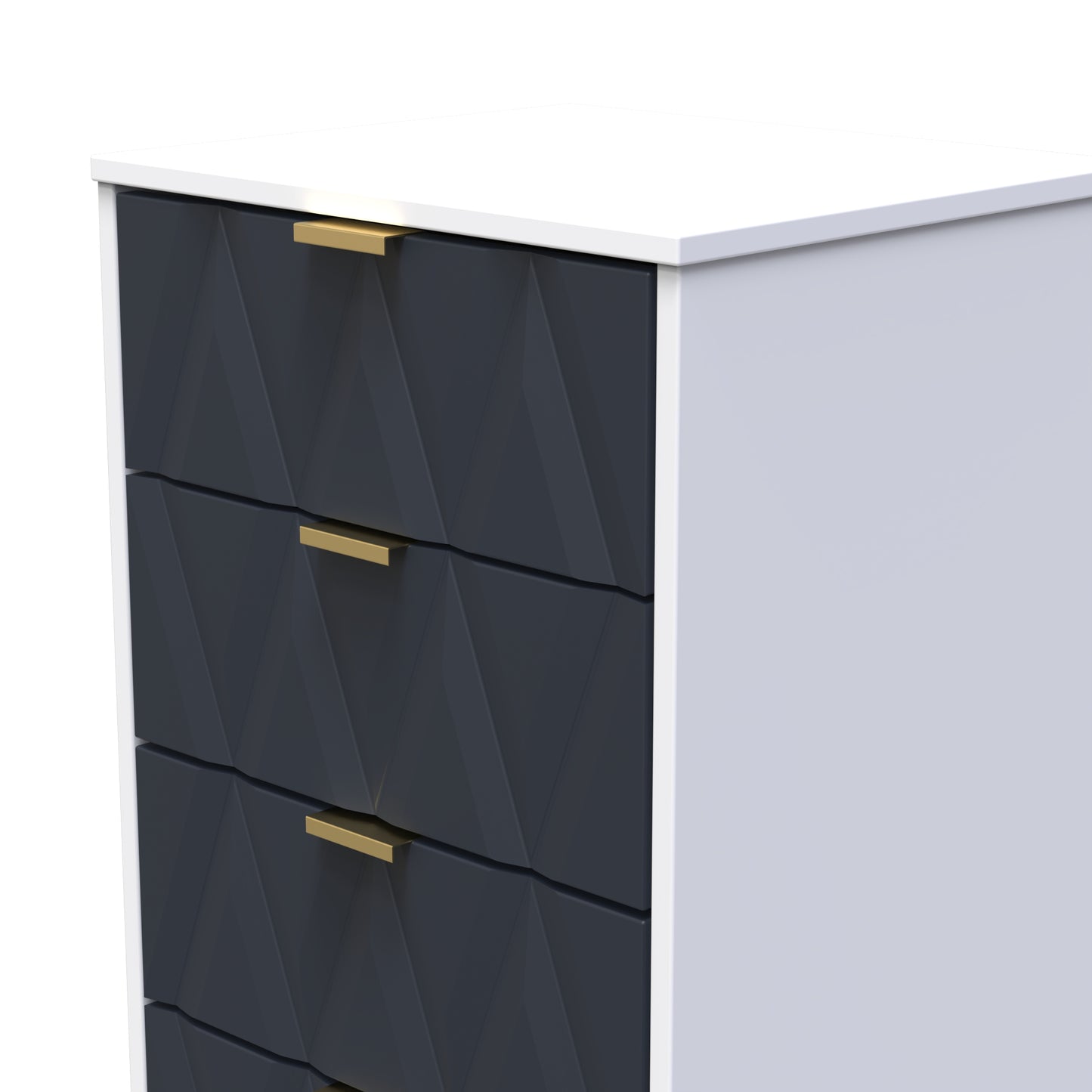 Diamond Tall Tallboy Grey & White 5 Drawers 109cm