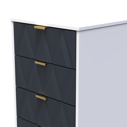 Diamond Tall Tallboy Grey & White 5 Drawers 109cm