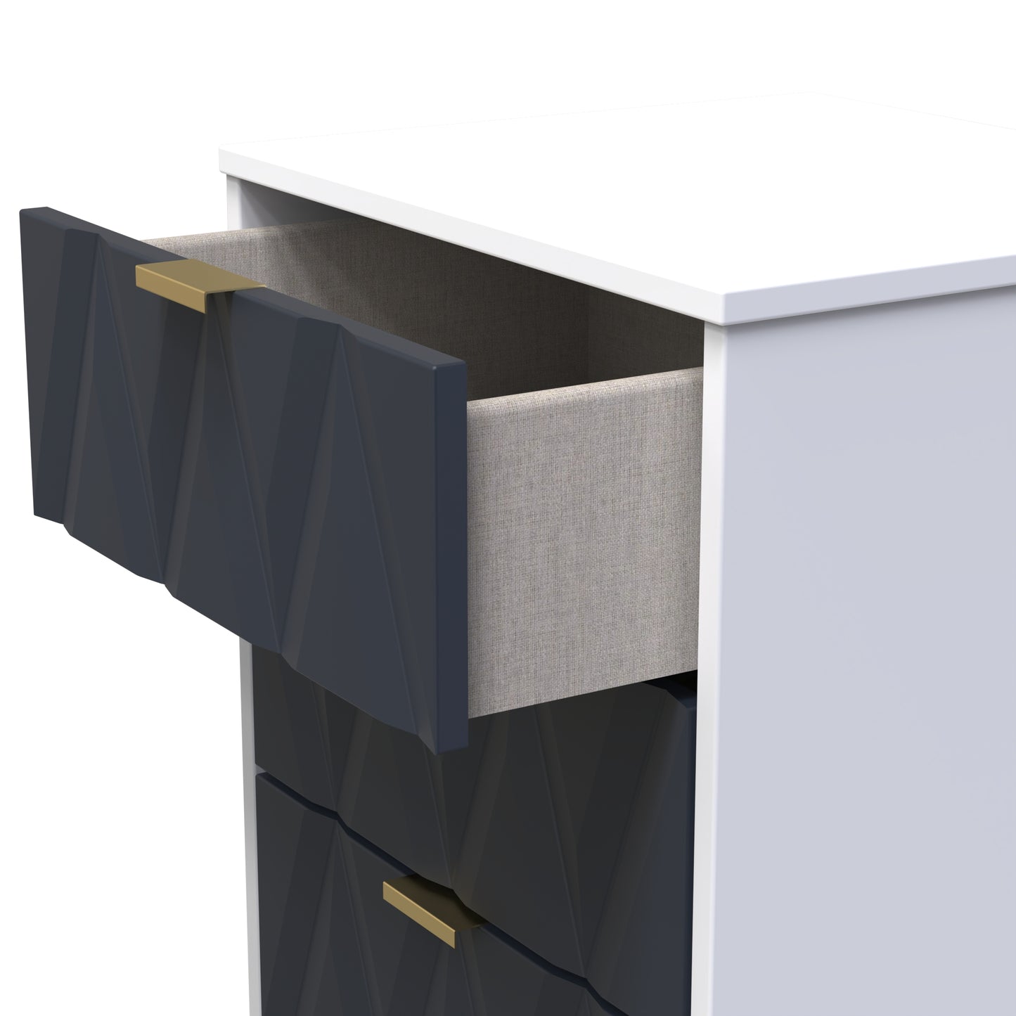 Diamond Tall Tallboy Grey & White 5 Drawers 109cm