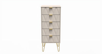 Diamond Tall Tallboy Off-White 5 Drawers 109cm