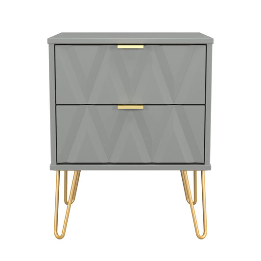 Diamond Bedside Table Grey 2 Drawers 60cm