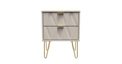Diamond Bedside Table Off-White 2 Drawers 60cm