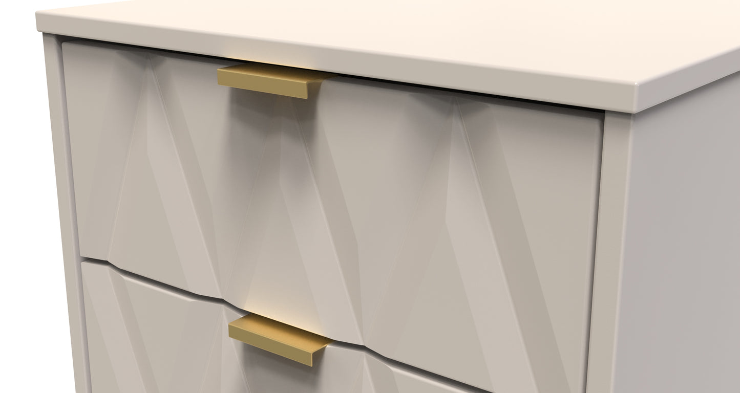 Diamond Bedside Table Off-White 2 Drawers 60cm