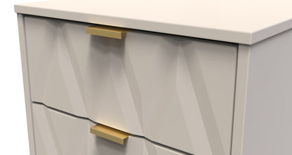 Diamond Bedside Table Off-White 2 Drawers 60cm