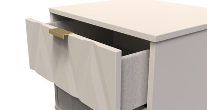 Diamond Bedside Table Off-White 2 Drawers 60cm