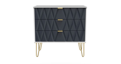 Diamond Chest of Drawers Grey & White 3 Drawers 77cm