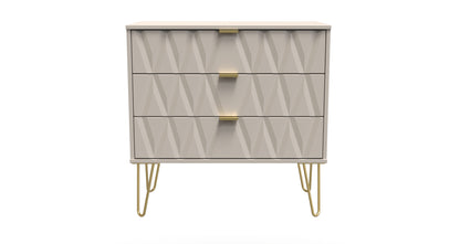 Diamond Chest of Drawers Off-White 3 Drawers 77cm