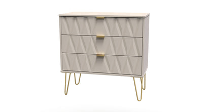 Diamond Chest of Drawers Off-White 3 Drawers 77cm