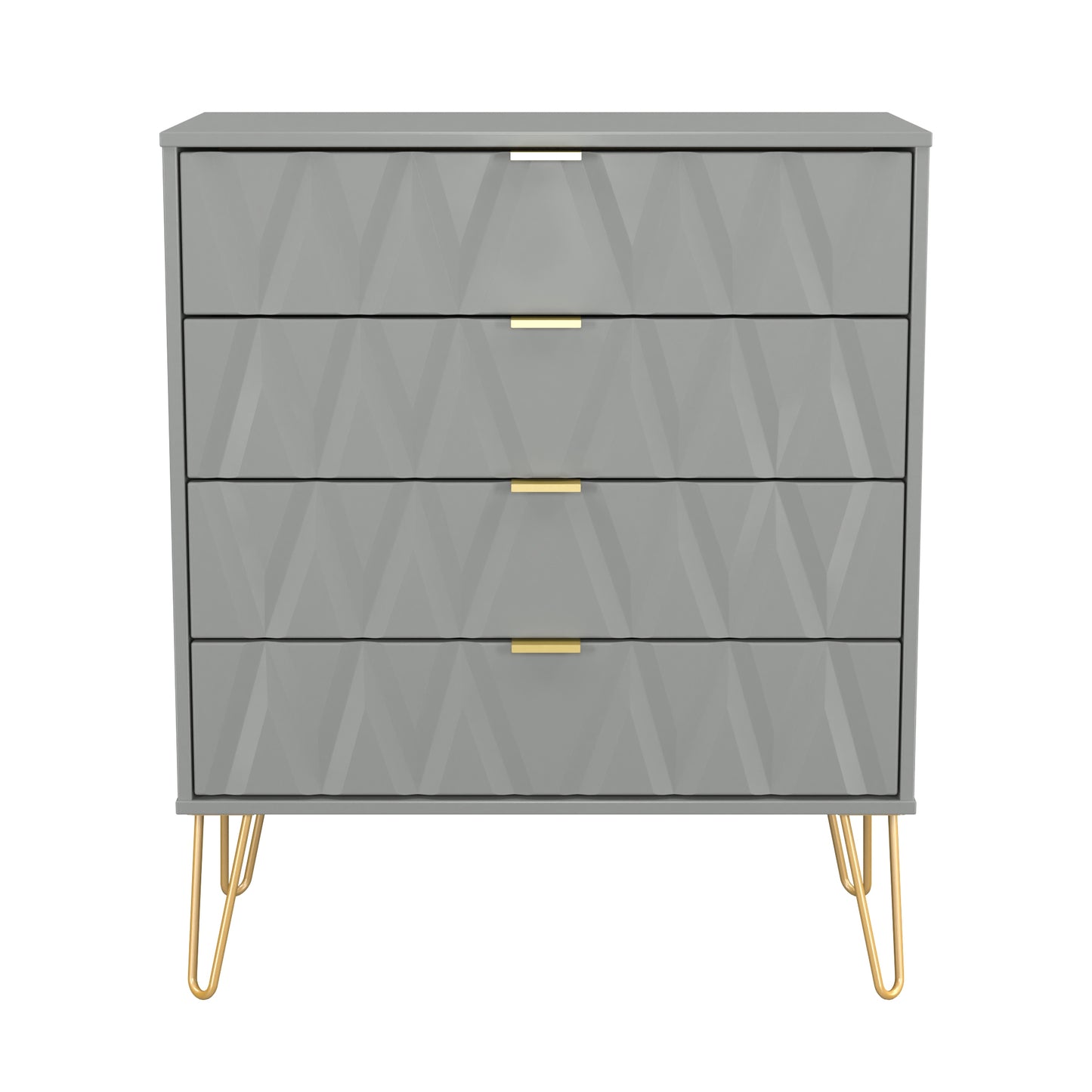 Diamond Chest of Drawers Grey 4 Drawers 93cm