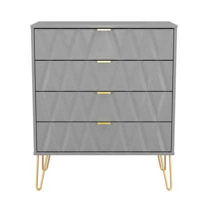Diamond Chest of Drawers Grey 4 Drawers 93cm