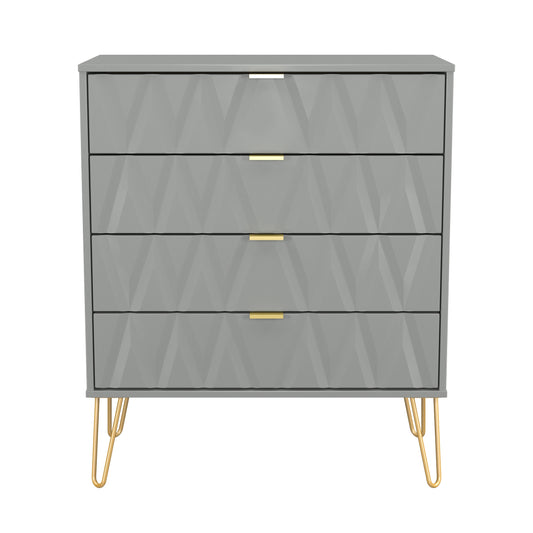 Diamond Chest of Drawers Grey 4 Drawers 93cm