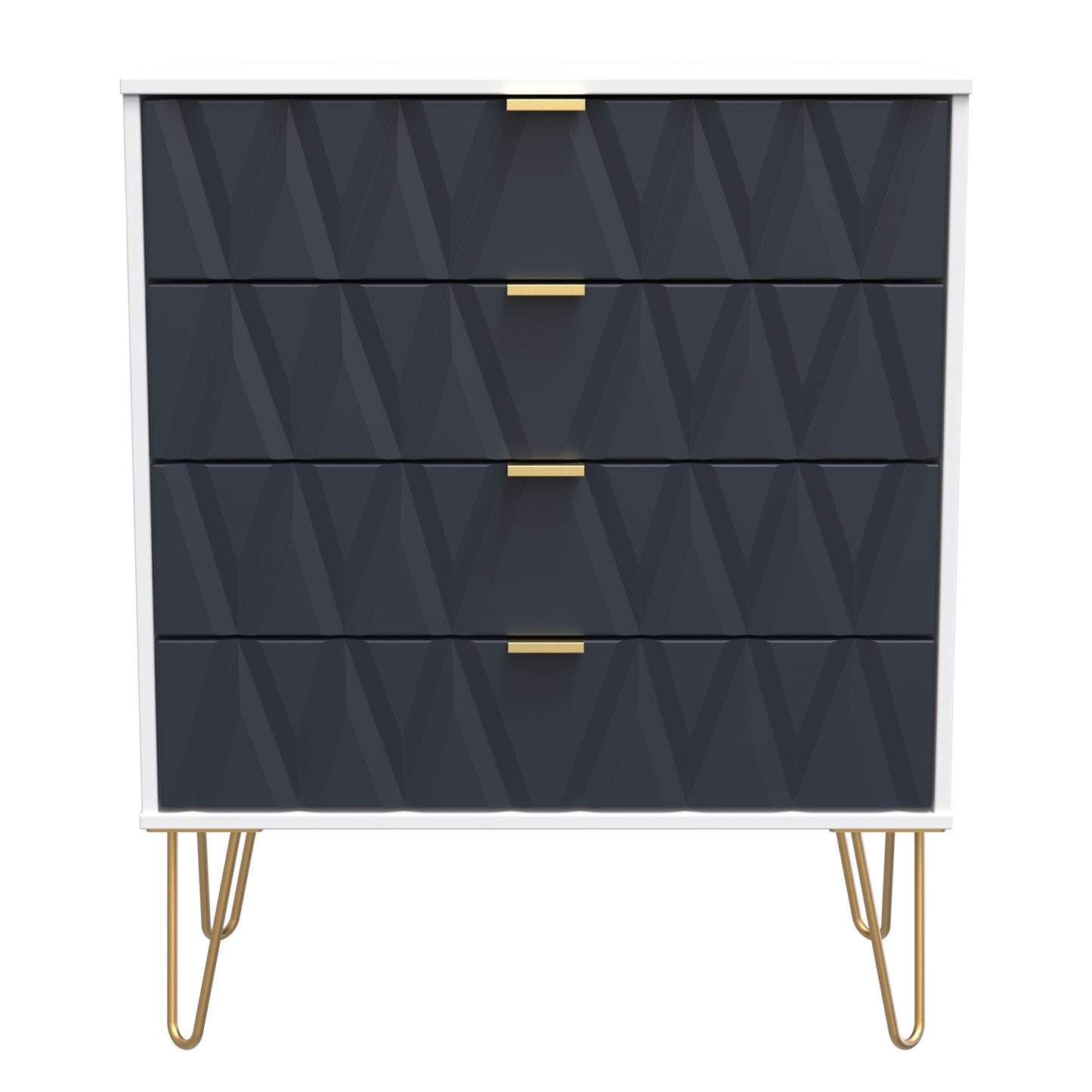 Diamond Chest of Drawers Grey & White 4 Drawers 93cm