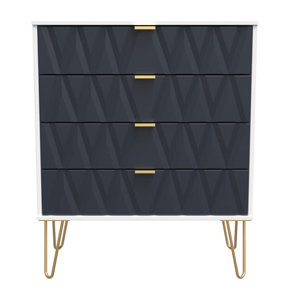 Diamond Chest of Drawers Grey & White 4 Drawers 93cm