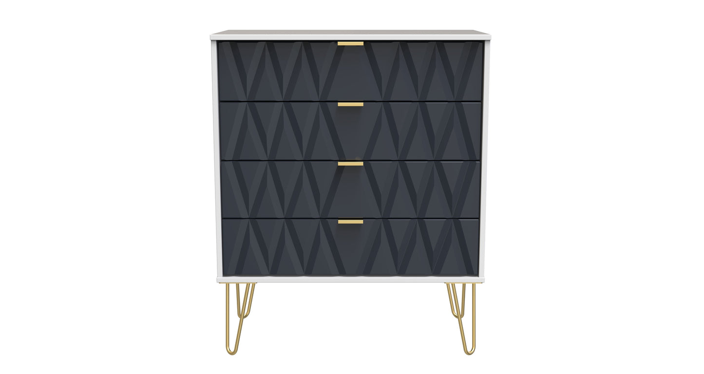 Diamond Chest of Drawers Grey & White 4 Drawers 93cm