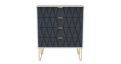 Diamond Chest of Drawers Grey & White 4 Drawers 93cm