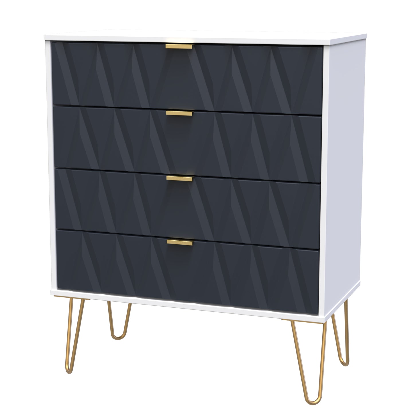Diamond Chest of Drawers Grey & White 4 Drawers 93cm