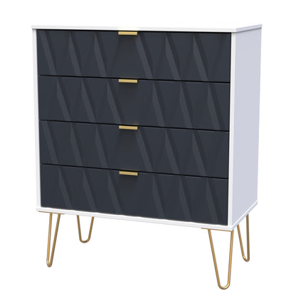 Diamond Chest of Drawers Grey & White 4 Drawers 93cm