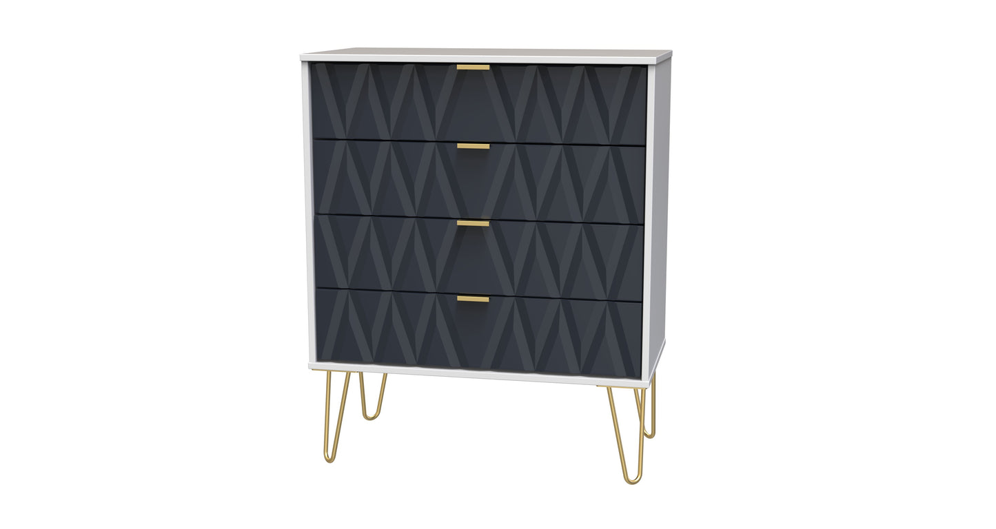 Diamond Chest of Drawers Grey & White 4 Drawers 93cm