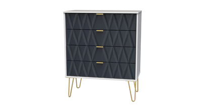 Diamond Chest of Drawers Grey & White 4 Drawers 93cm