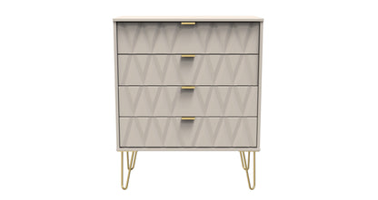 Diamond Chest of Drawers Off-White 4 Drawers 93cm