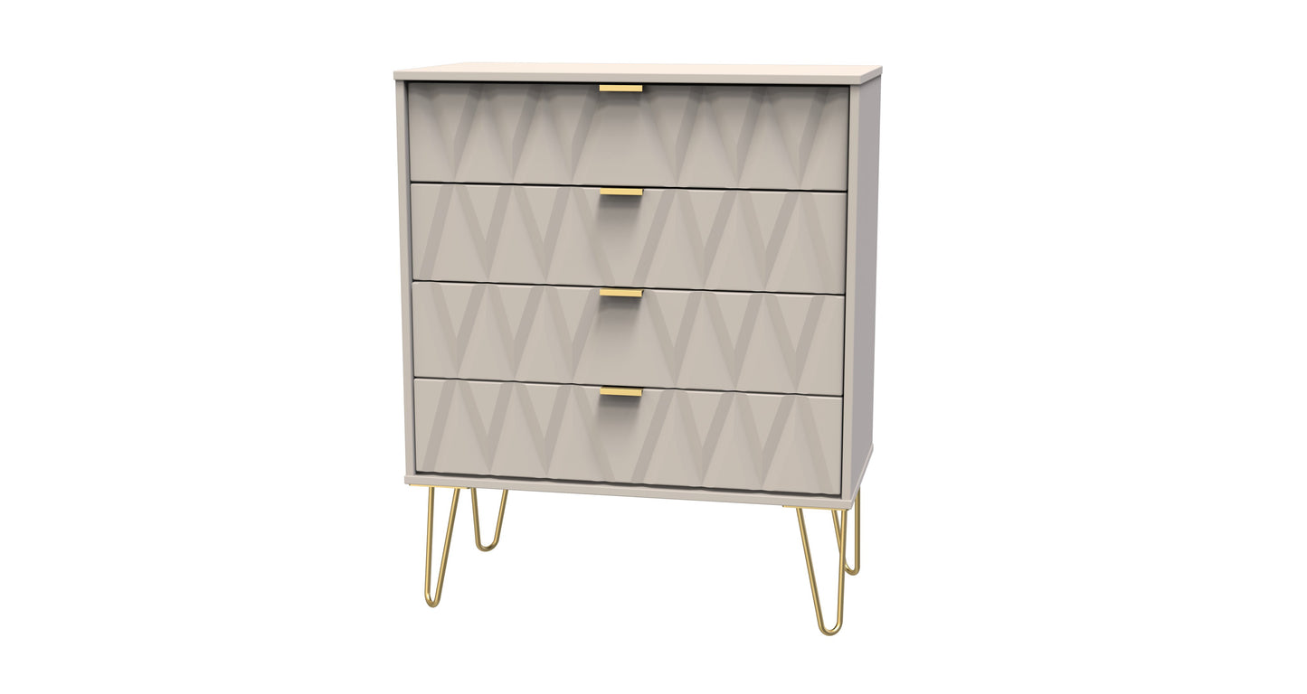 Diamond Chest of Drawers Off-White 4 Drawers 93cm
