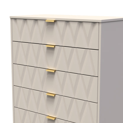 Diamond Tall Chest of Drawers Off-White 5 Drawers 109cm