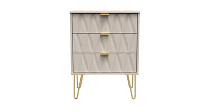 Diamond Chest of Drawers Off-White 3 Drawers 76cm