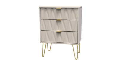 Diamond Chest of Drawers Off-White 3 Drawers 76cm