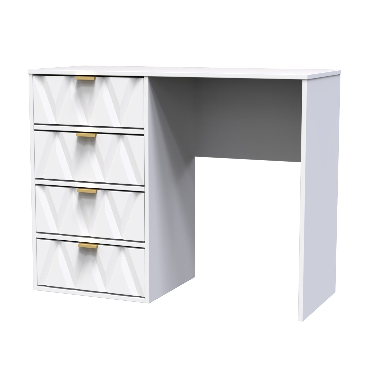 Diamond Desk White 4 Drawers 97cm