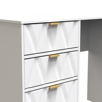 Diamond Desk White 4 Drawers 97cm