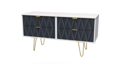 Diamond Large Chest of Drawers Grey & White 4 Drawers 115cm