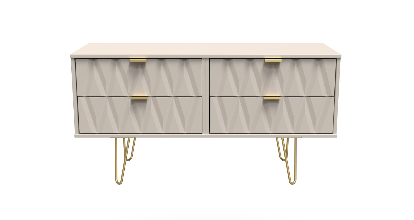 Diamond Large Chest of Drawers Off-White 4 Drawers 115cm
