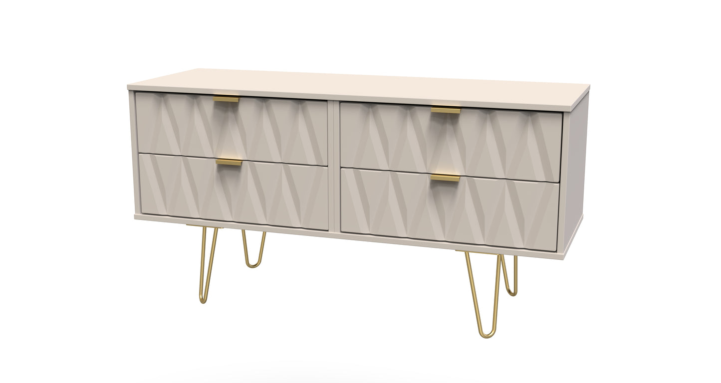 Diamond Large Chest of Drawers Off-White 4 Drawers 115cm