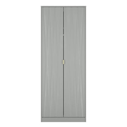 Diamond Tall Wardrobe Grey 2 Doors 197cm