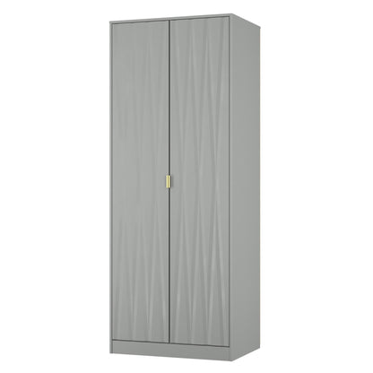 Diamond Tall Wardrobe Grey 2 Doors 197cm