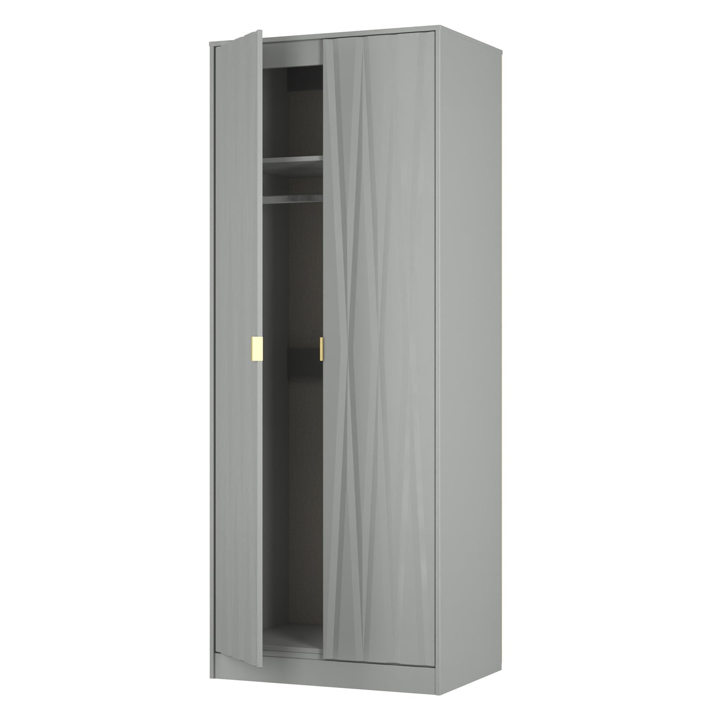 Diamond Tall Wardrobe Grey 2 Doors 197cm