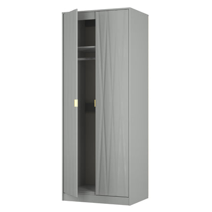 Diamond Tall Wardrobe Grey 2 Doors 197cm