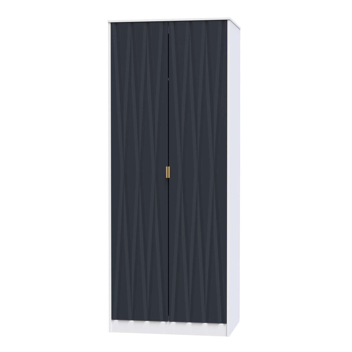 Diamond Tall Wardrobe Grey & White 2 Doors 197cm